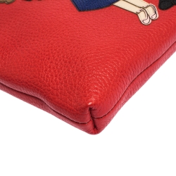 مملوكة مسبقًا Dolce & Gabbana Red Leather Family Patch Crossbody Bag