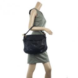 مملوكة مسبقًا Dolce and Gabbana Black Leather Top Flap Hobo Bag