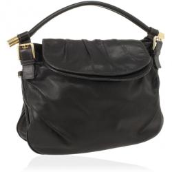 مملوكة مسبقًا Dolce and Gabbana Black Leather Top Flap Hobo Bag