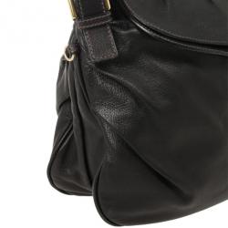 مملوكة مسبقًا Dolce and Gabbana Black Leather Top Flap Hobo Bag