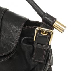 مملوكة مسبقًا Dolce and Gabbana Black Leather Top Flap Hobo Bag