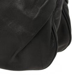مملوكة مسبقًا Dolce and Gabbana Black Leather Top Flap Hobo Bag