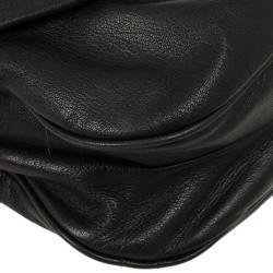 مملوكة مسبقًا Dolce and Gabbana Black Leather Top Flap Hobo Bag