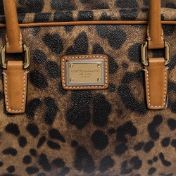 مملوكة مسبقًا  Dolce and Gabbana Brown Leopard Print Coated Canvas and Leather Satchel