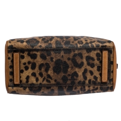 مملوكة مسبقًا  Dolce and Gabbana Brown Leopard Print Coated Canvas and Leather Satchel