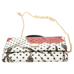Pre Owned Dolce and Gabbana Multicolor Floral Print Leather Miss Sicily Von Wallet on Chain