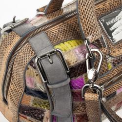 مملوكة مسبقًا Dolce and Gabbana Miss Easy Way Ayers Snakeskin Patchwork Satchel