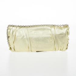 Pre Owned Dolce and Gabbana Gold Pleated Leather Miss Buttercup Clutch