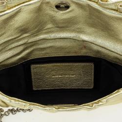 Pre Owned Dolce and Gabbana Gold Pleated Leather Miss Buttercup Clutch