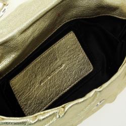 Pre Owned Dolce and Gabbana Gold Pleated Leather Miss Buttercup Clutch