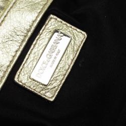 Pre Owned Dolce and Gabbana Gold Pleated Leather Miss Buttercup Clutch