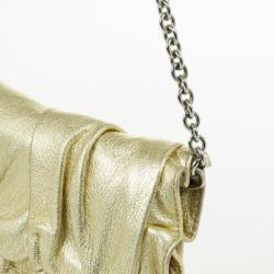 Pre Owned Dolce and Gabbana Gold Pleated Leather Miss Buttercup Clutch