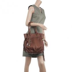 Pre Owned Dolce and Gabbana Brown Leather Drawstring Tote
