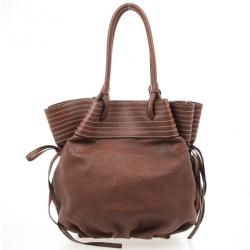 Pre Owned Dolce and Gabbana Brown Leather Drawstring Tote