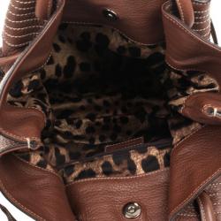 Pre Owned Dolce and Gabbana Brown Leather Drawstring Tote