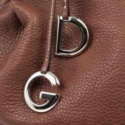 Pre Owned Dolce and Gabbana Brown Leather Drawstring Tote