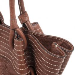 Pre Owned Dolce and Gabbana Brown Leather Drawstring Tote