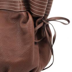 Pre Owned Dolce and Gabbana Brown Leather Drawstring Tote