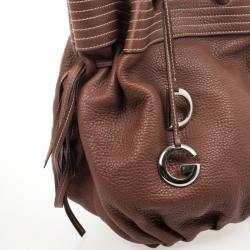 Pre Owned Dolce and Gabbana Brown Leather Drawstring Tote
