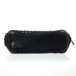 Pre Owned Dolce and Gabbana Black Woven Raffia Miss Sicily Top Handle