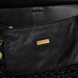 Pre Owned Dolce and Gabbana Black Woven Raffia Miss Sicily Top Handle