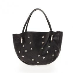 Pre Owned Dolce and Gabbana Black Leather Studded Hobo