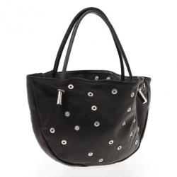 Pre Owned Dolce and Gabbana Black Leather Studded Hobo