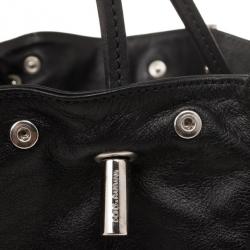 Pre Owned Dolce and Gabbana Black Leather Studded Hobo