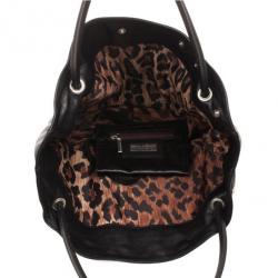 Pre Owned Dolce and Gabbana Black Leather Studded Hobo