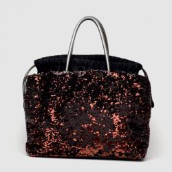 مملوكة مسبقًا Dolce and Gabbana Bronze and Black Sequin Drawstring Tote
