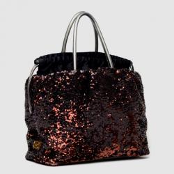 مملوكة مسبقًا Dolce and Gabbana Bronze and Black Sequin Drawstring Tote