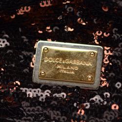 مملوكة مسبقًا Dolce and Gabbana Bronze and Black Sequin Drawstring Tote