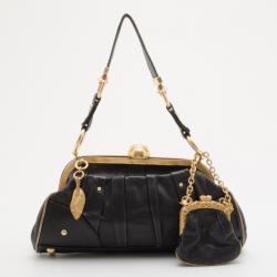 Pre Owned Dolce and Gabbana Black Leather Medium Satchel