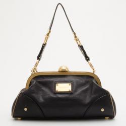 Pre Owned Dolce and Gabbana Black Leather Medium Satchel