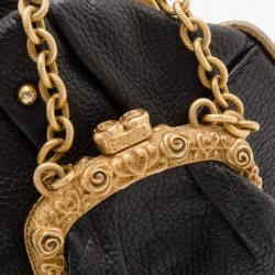 Pre Owned Dolce and Gabbana Black Leather Medium Satchel