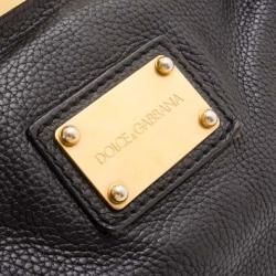 Pre Owned Dolce and Gabbana Black Leather Medium Satchel