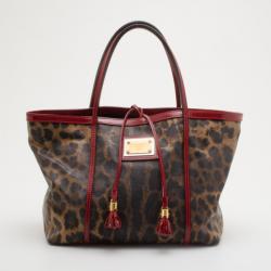 Pre Owned Dolce and Gabbana Miss Escape Leopard Print Tote 