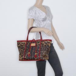 Pre Owned Dolce and Gabbana Miss Escape Leopard Print Tote 