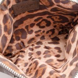 مملوكة مسبقًا Dolce and Gabbana Silver Pleated Leather Ruffle Zip Clutch