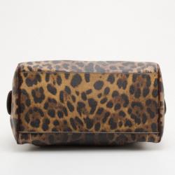Dolce and Gabanna Leopard Satin 'Miss Easy Way' Mini Boston Bag