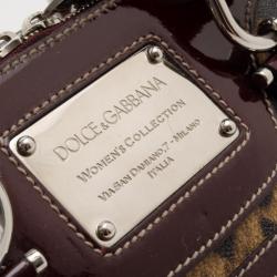 Dolce and Gabanna Leopard Satin 'Miss Easy Way' Mini Boston Bag