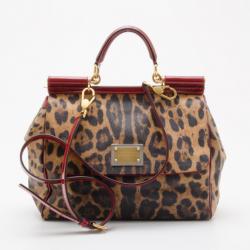 Pre Owned Dolce and Gabbana Leopard Miss Sicily Satchel
