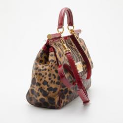 Pre Owned Dolce and Gabbana Leopard Miss Sicily Satchel