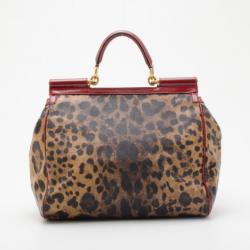 Pre Owned Dolce and Gabbana Leopard Miss Sicily Satchel