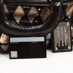 Pre Owned Dolce and Gabbana Black Diamond Miss Pocket Ayers Foldover Bag 