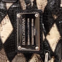 Pre Owned Dolce and Gabbana Black Diamond Miss Pocket Ayers Foldover Bag 