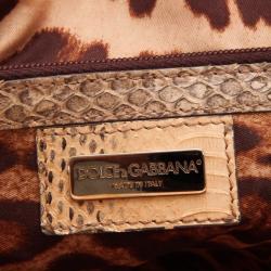 Pre Owned Dolce and Gabbana Python Satchel with Metallic Trim