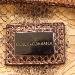 Pre Owned Dolce and Gabbana Python Satchel with Metallic Trim