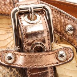 Pre Owned Dolce and Gabbana Python Satchel with Metallic Trim