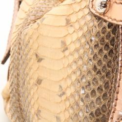 Pre Owned Dolce and Gabbana Python Satchel with Metallic Trim